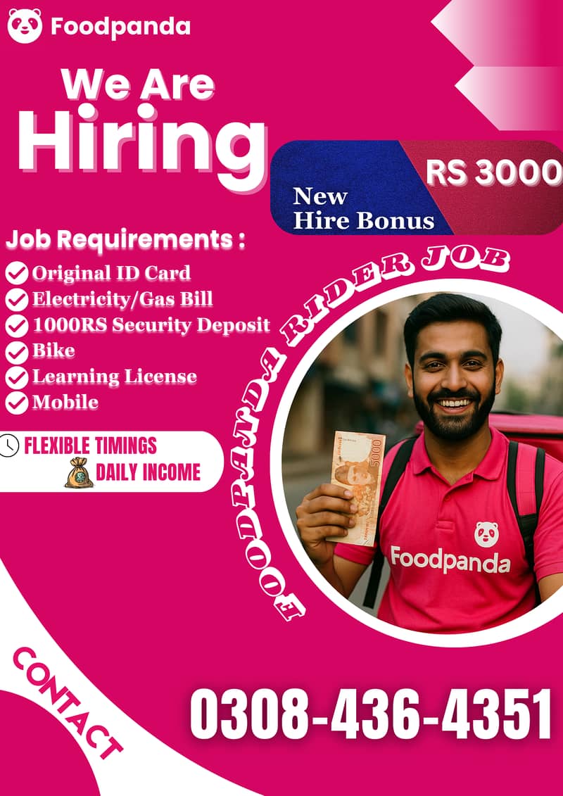 Delivery Riders Required || Rider Jobs ( Food Panda Jobs ) 0