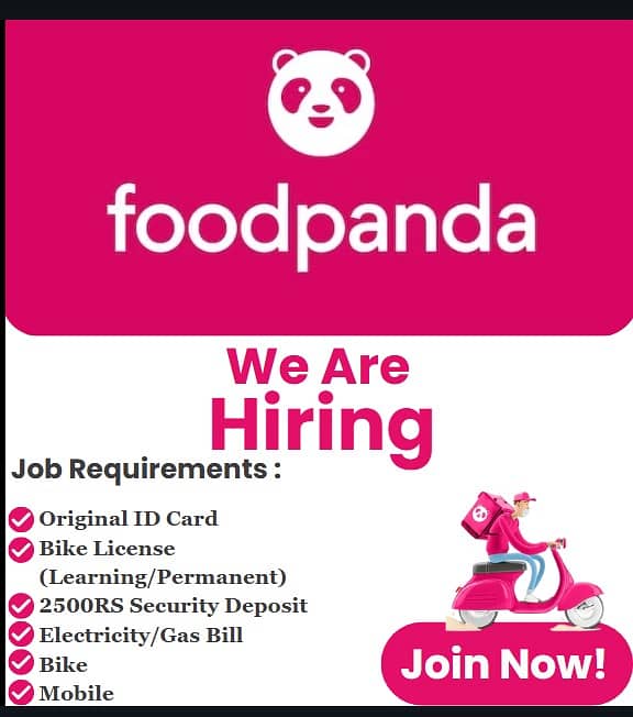 Foodpanda Rider Job available in Lahore 1