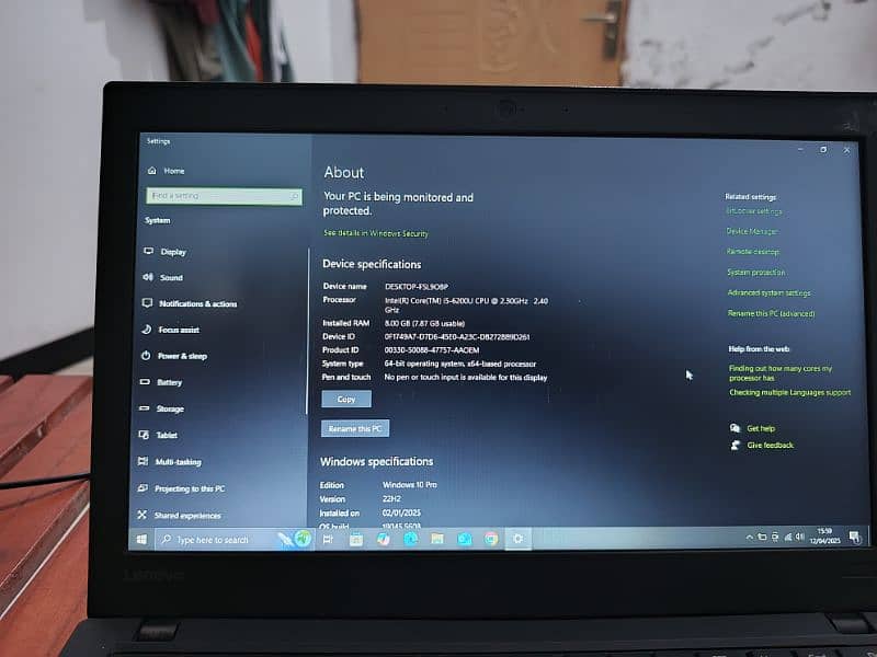 Lenovo Thinkpad X260 8GB 256BG SSD 0