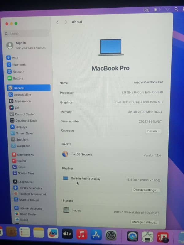 apple MacBook pro (2019) core i9 1