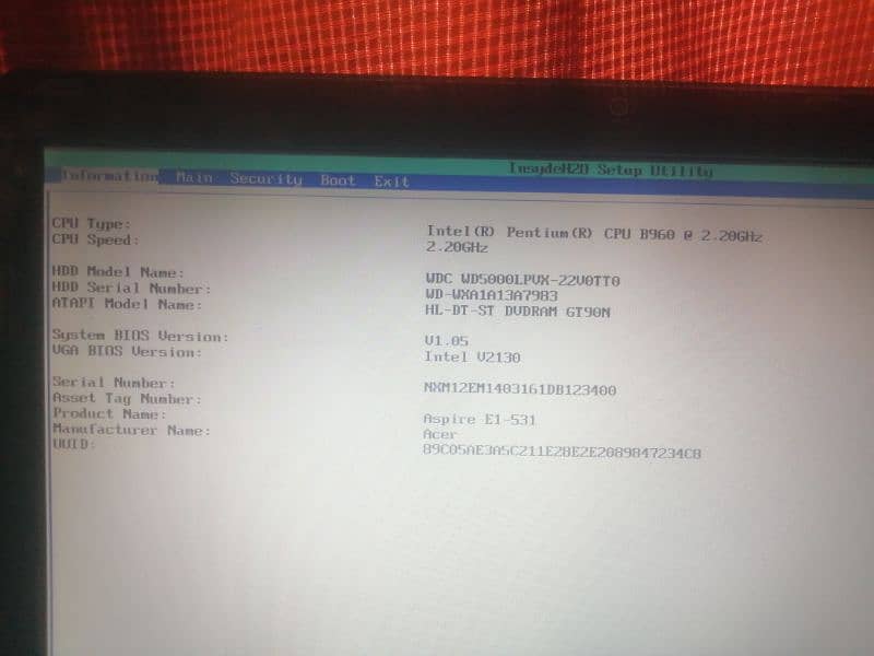 Laptop Acer Aspire dual core E1-531 4