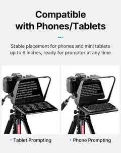 Portable Mini Teleprompter Prompter for Tablet Smartphone and Cameras