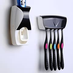 Toothpaste Dispenser with Toothbrush Holder