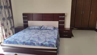 bed and dressing table