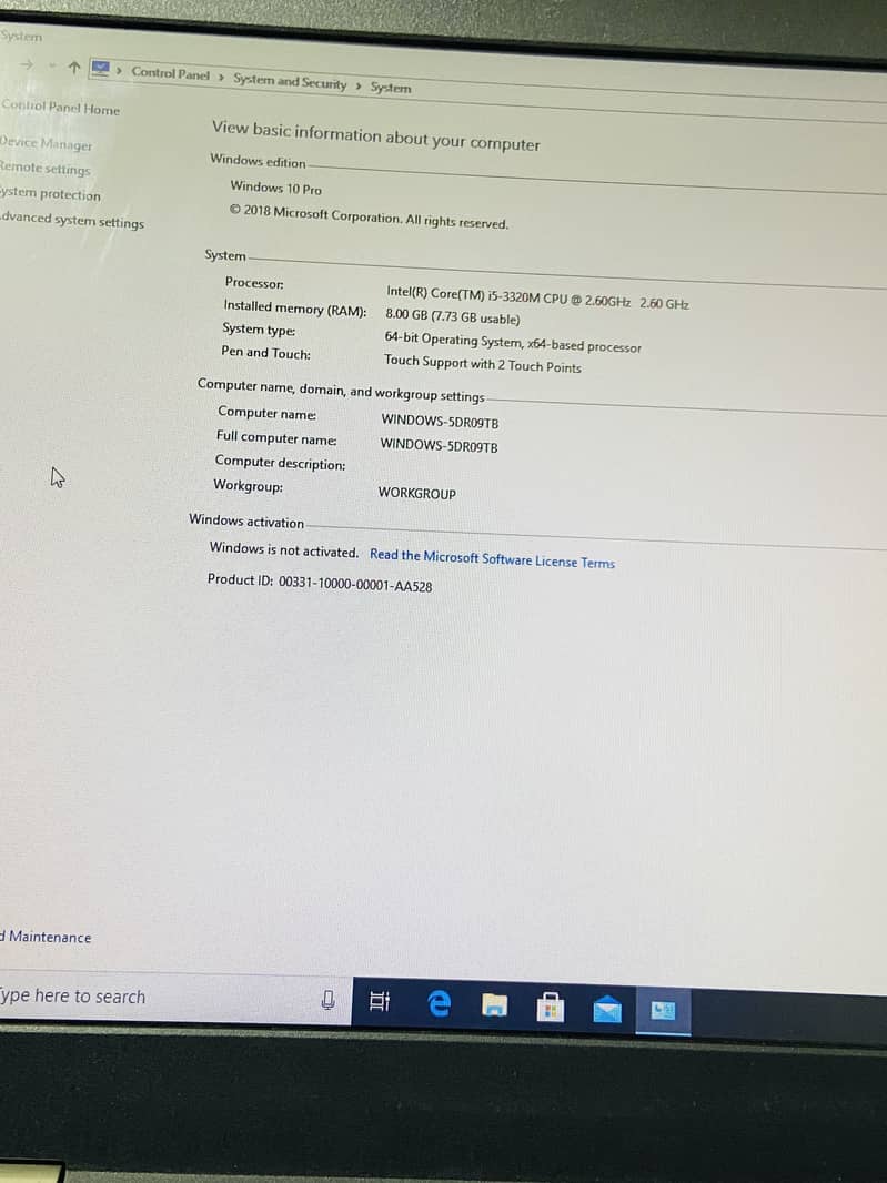 Think pad core i5 8