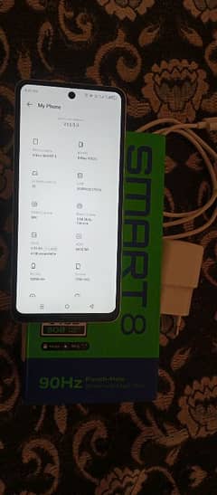 Infinix Smart 8 Full lush condition 0 Scratches and 8Month warranty