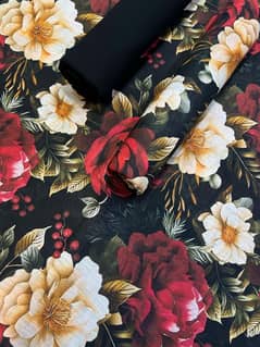 Shirt Digital Printed & Trouser Plain Guranted Quality Lawn Fabric