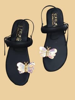 Stylish Women's Fancy Fabric Kolapuri Chappal - Black