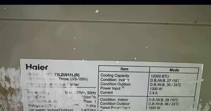 HAIER SPLIT 1ton AC model : HSU-12LZI/011L 4