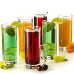 Italian style Premium Juice and Water Glasses Set of 06 Transparent,