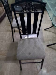 iron rod dinning table with six chairs for sale urgent basis