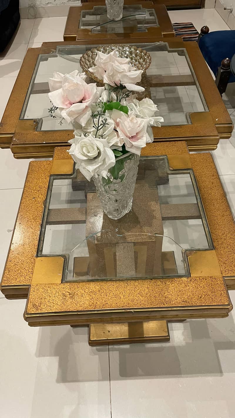 Dining table chairs and centre table with two side tables 3
