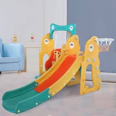 5 in 1 Slide and Swing Set for Toddlers with Basketball Hoop