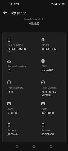 TECNO CAMON 17 FULL OKAY