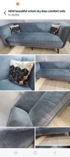 3seater new beautiful sofa velvet blue