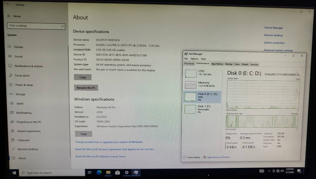 I5 3rd generation CPU 1TB hard disk | Only Used in Office work 2