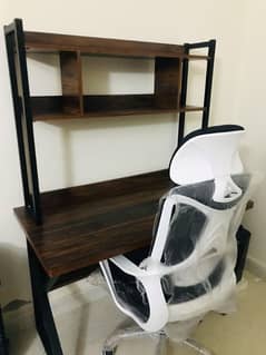 K Shaped Table + Book Shelf