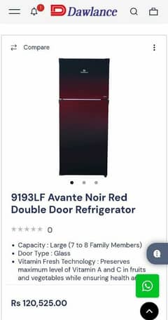 Dawlance 9193LF Avante Noir Red Double Door Refrigerator