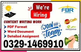 Data Entry Job / Assignment Job / Typing job /Part Time Full Time Job