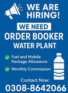 Order Booker Required for Water Plant