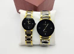 GOLDEN STAINLESS STEEL COUPLE WATCH