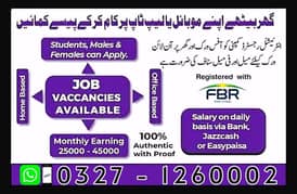 Assignment Job / Part Time Full Time Job / Job for male and female