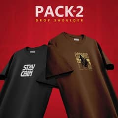Drop shoulder T-shirt, Pack of 2