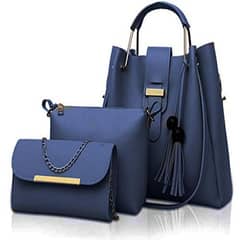 Women's PU Leather Plain Hand Bag Set.