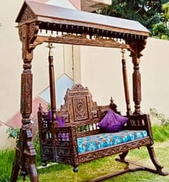 Pure Solid Wood Chinioti Style Swing Sofa Jhoola Jhula