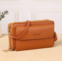 ladies messenger  bag large capacity double zipper mobile phone bag