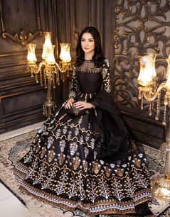 elegant teal katan silk black printed maxi