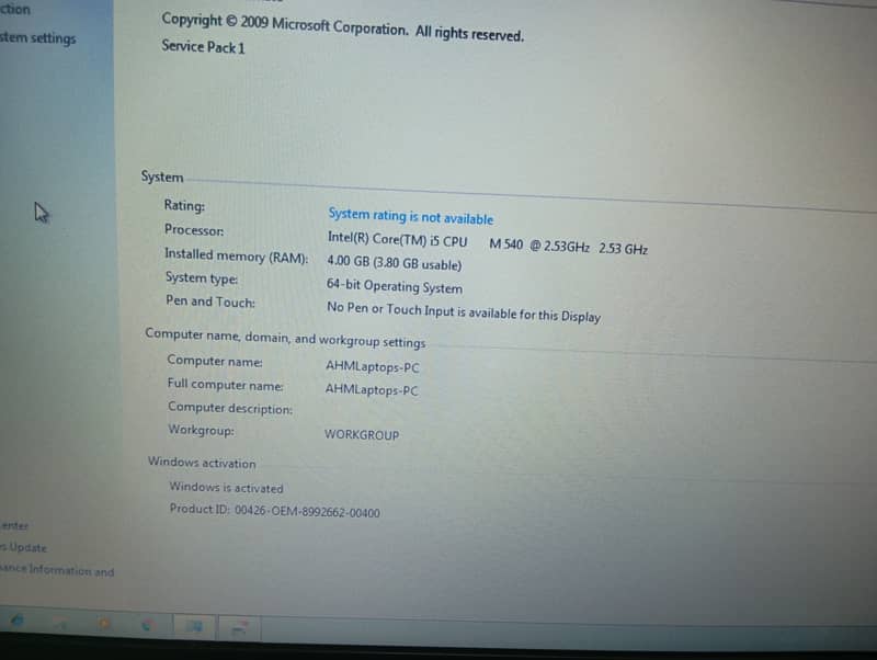 HP EliteBook 8440p, i5 (1st generation) 7