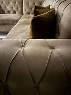 L shape Sofa // 6 Seater Sofa //Luxury Sofa Set //Brownish golden Sofa