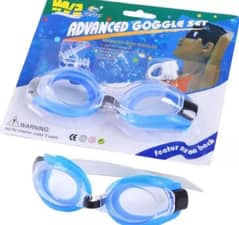 SWIMMING GOGGLES WITH NOSE AND EAR PLUGS ADJUSTABLE SIZE GOOD QUALITY