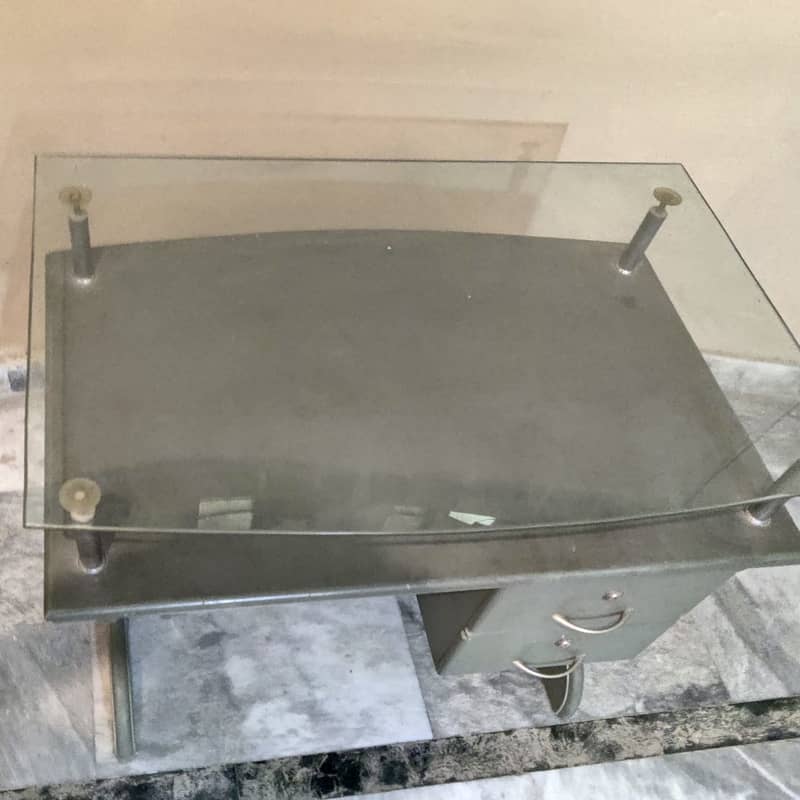 Table with glass top and drawers (sage/grey), counter / table 2
