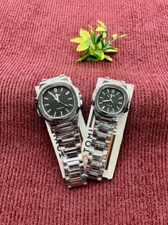 Chic Unisex Couple Watches - 2 Pcs with Square Dial and Chain Strap