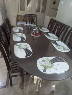 Wooden Dining Table With 8 Chairs And 3 Pcs Centre Table