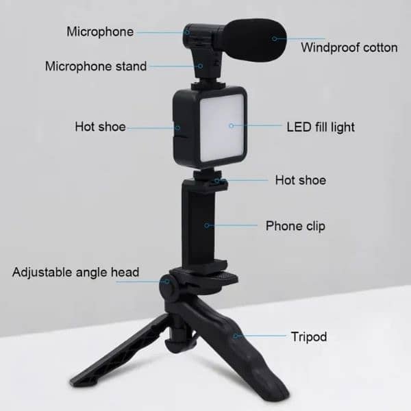 Vlogging Kit: All-in-One Video Making Kit with Tripod Stand, 3