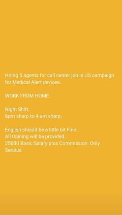 Need call center agents Male/Female both required. Work from home.