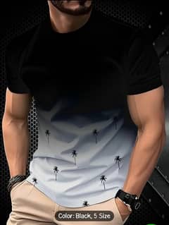 Men 3D Gradlent Tree Print T-Shirt