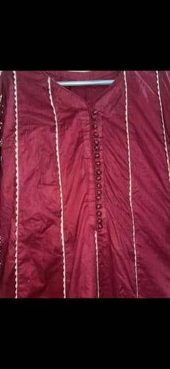 Red long Embroidered or handwork Frock