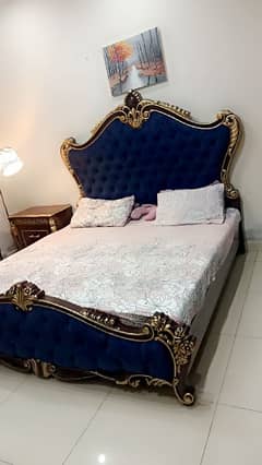 King Size/Double bed in elegant design with side tables and dressing