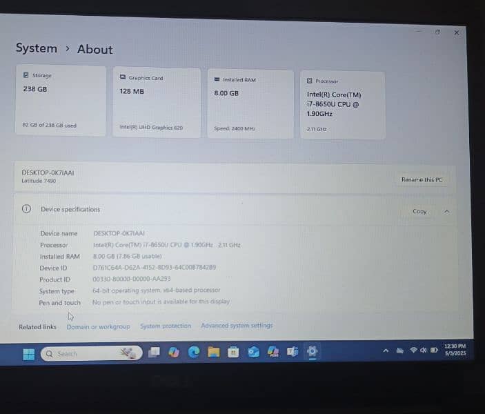 Dell Latitude 7490 Core i7 8th Generation 6