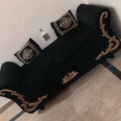 Black And Golden L Sofa