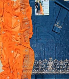 3 PC Women Unstiched Embroidered suit