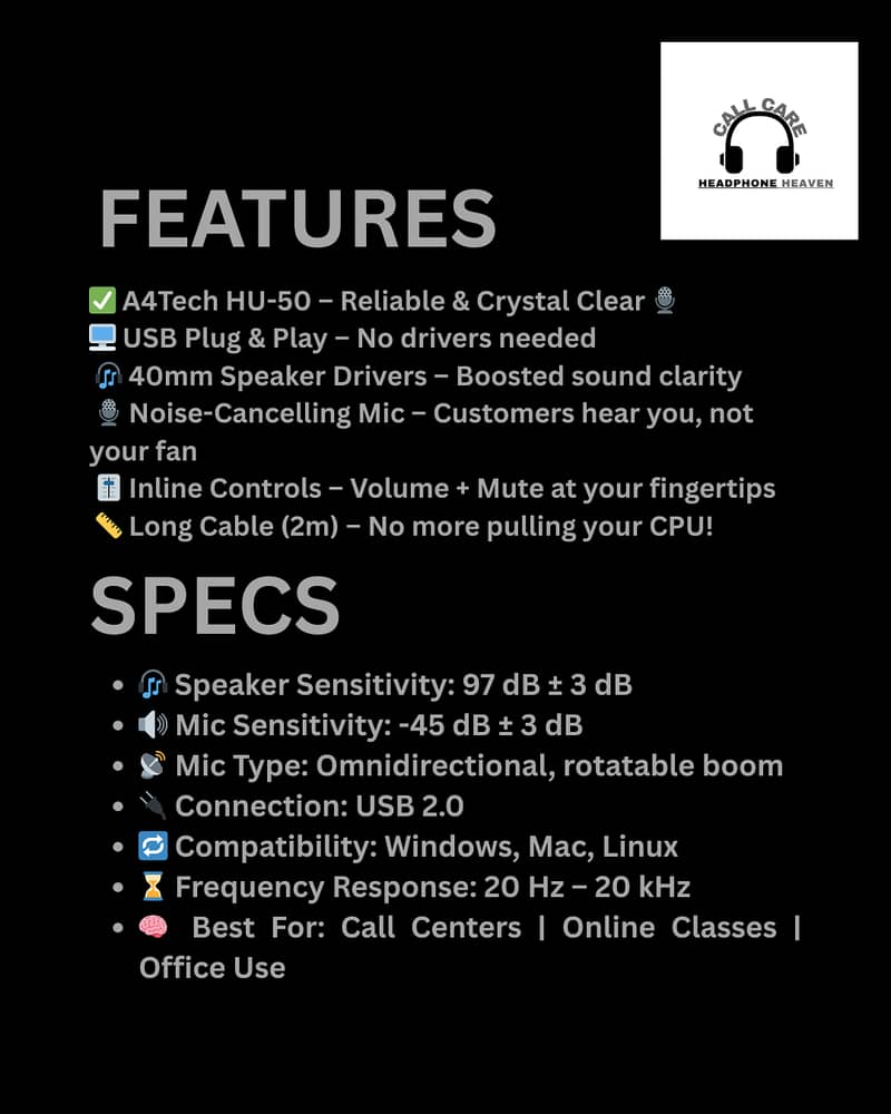 A4tech HU-50 Calling Headset Available in Bulk 3