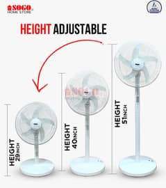 Height Adjustable Sogo Rechargeable Fan with Remote Control