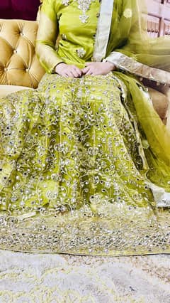 3 piece bridal mehndi lehenga
