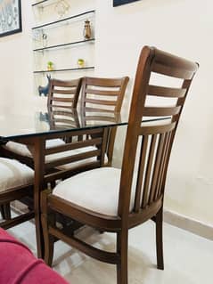 Wooden dining table with 6 chairs