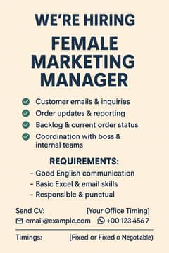 We're Hiring: Female Marketing Manager